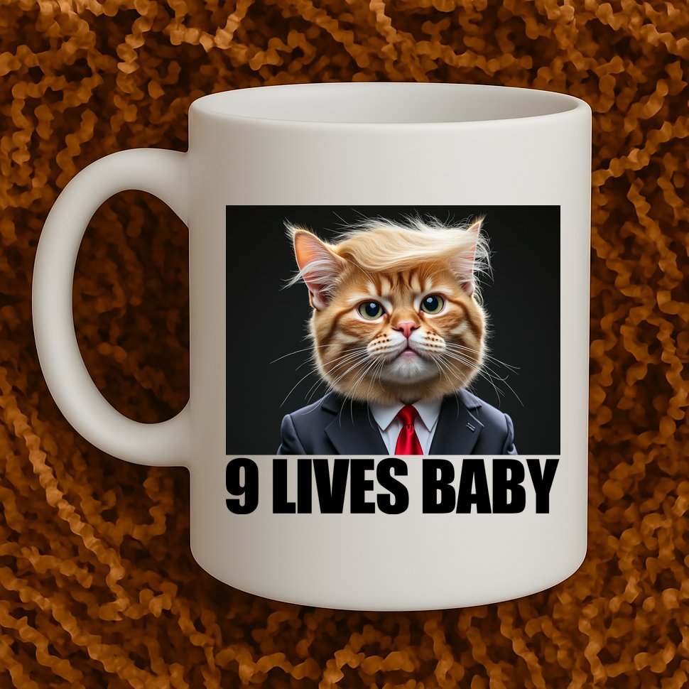 Cat Trump 9 Lives Baby Mug