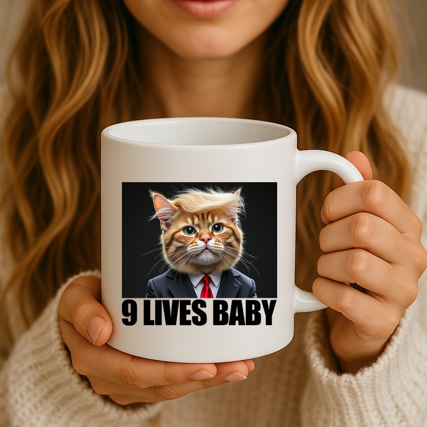 Cat Trump 9 Lives Baby Mug