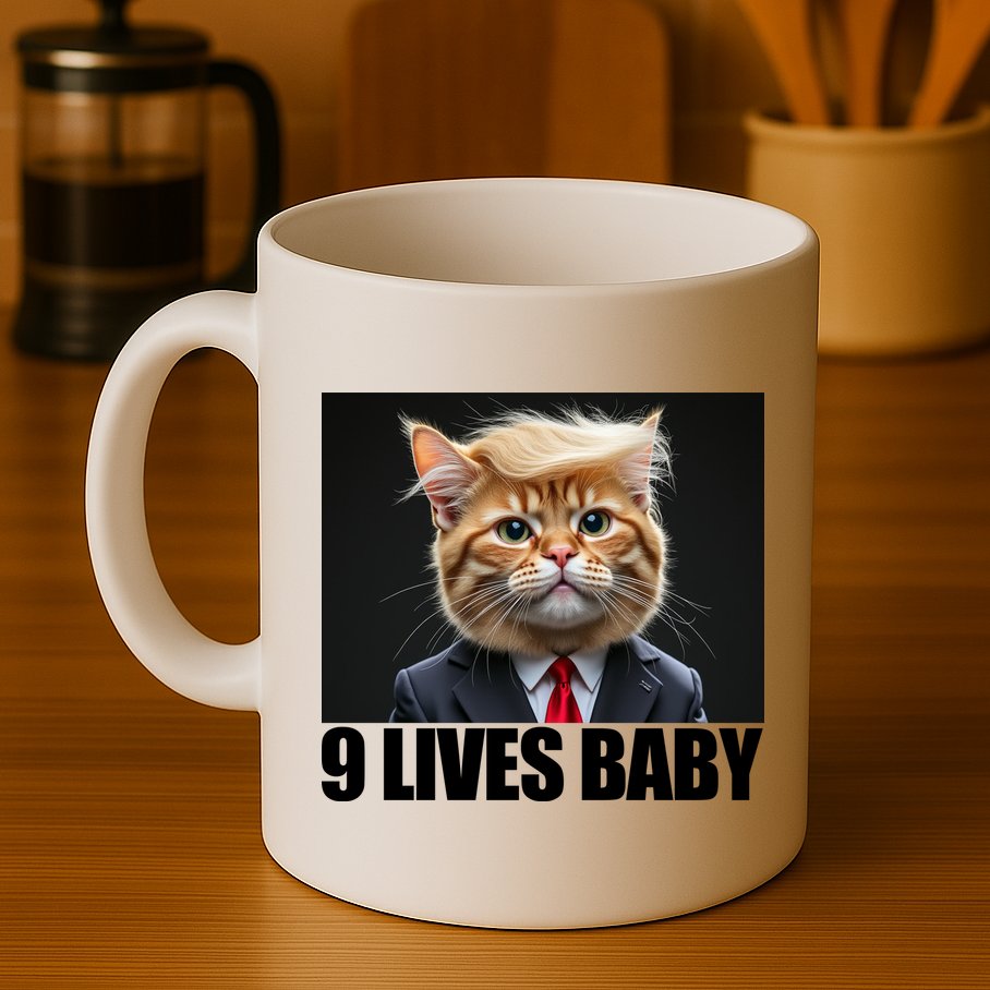 Cat Trump 9 Lives Baby Mug