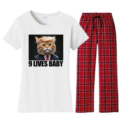 Cat Trump 9 Lives Baby Women's Flannel Pajama Set