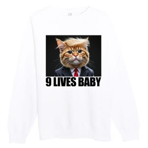 Cat Trump 9 Lives Baby Premium Crewneck Sweatshirt