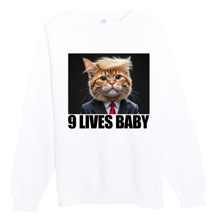 Cat Trump 9 Lives Baby Premium Crewneck Sweatshirt