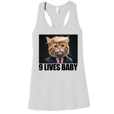 Cat Trump 9 Lives Baby Women's Racerback Tank