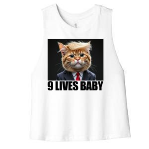 Cat Trump 9 Lives Baby Women's Racerback Cropped Tank