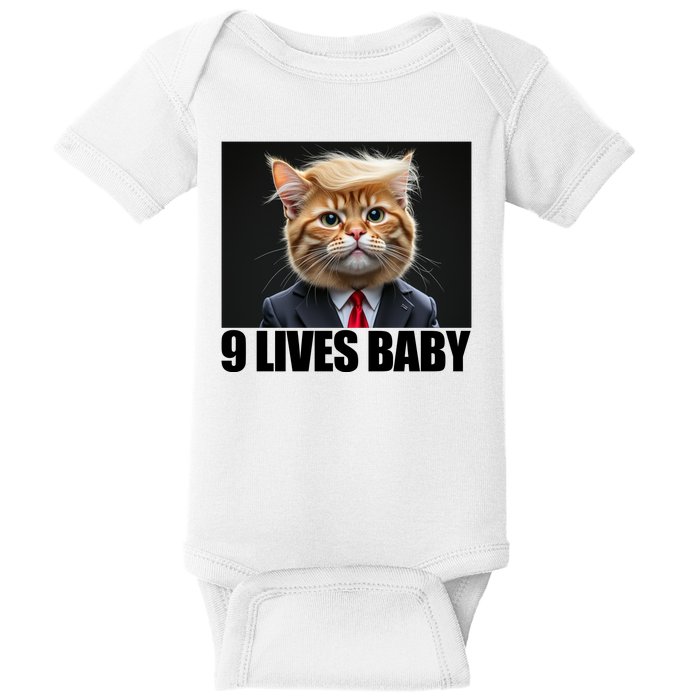 Cat Trump 9 Lives Baby Baby Bodysuit