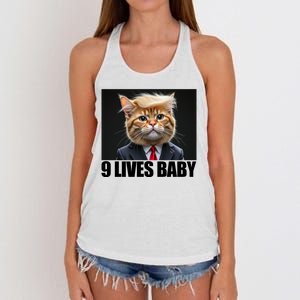 Cat Trump 9 Lives Baby Women's Knotted Racerback Tank