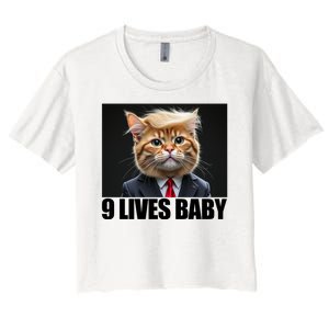 Cat Trump 9 Lives Baby Women's Crop Top Tee