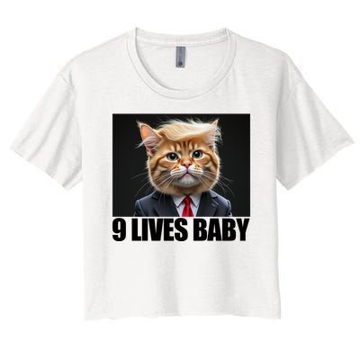 Cat Trump 9 Lives Baby Women's Crop Top Tee