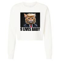 Cat Trump 9 Lives Baby Cropped Pullover Crew