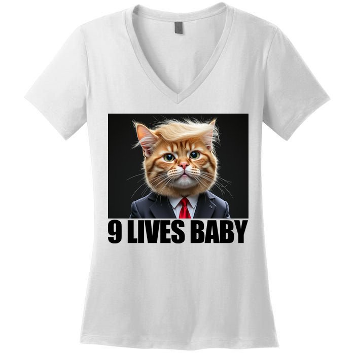 Cat Trump 9 Lives Baby Women's V-Neck T-Shirt