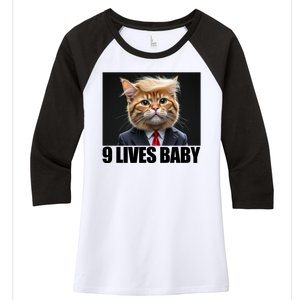 Cat Trump 9 Lives Baby Women's Tri-Blend 3/4-Sleeve Raglan Shirt