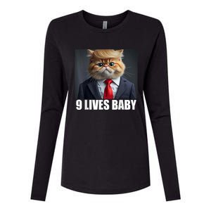 Cat Trump 9 Lives Baby Womens Cotton Relaxed Long Sleeve T-Shirt