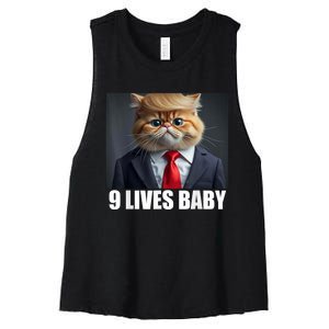 Cat Trump 9 Lives Baby Women's Racerback Cropped Tank