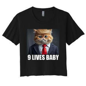 Cat Trump 9 Lives Baby Women's Crop Top Tee