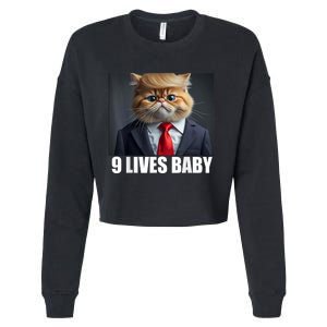 Cat Trump 9 Lives Baby Cropped Pullover Crew