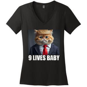 Cat Trump 9 Lives Baby Women's V-Neck T-Shirt