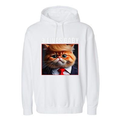 Cat Trump 9 Lives Baby Gift Garment-Dyed Fleece Hoodie