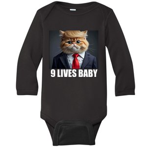 Cat Trump 9 Lives Baby Baby Long Sleeve Bodysuit