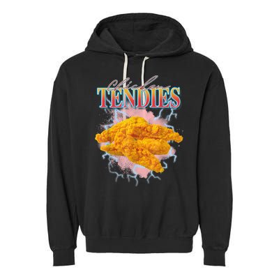 Chicken Tendies 90s Bootleg Style Foodie Funny Meme Garment-Dyed Fleece Hoodie