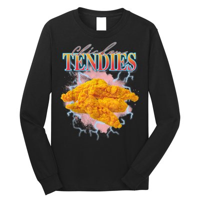 Chicken Tendies 90s Bootleg Style Foodie Funny Meme Long Sleeve Shirt