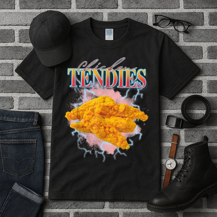 Chicken Tendies 90s Bootleg Style Foodie Funny Meme Tall T-Shirt