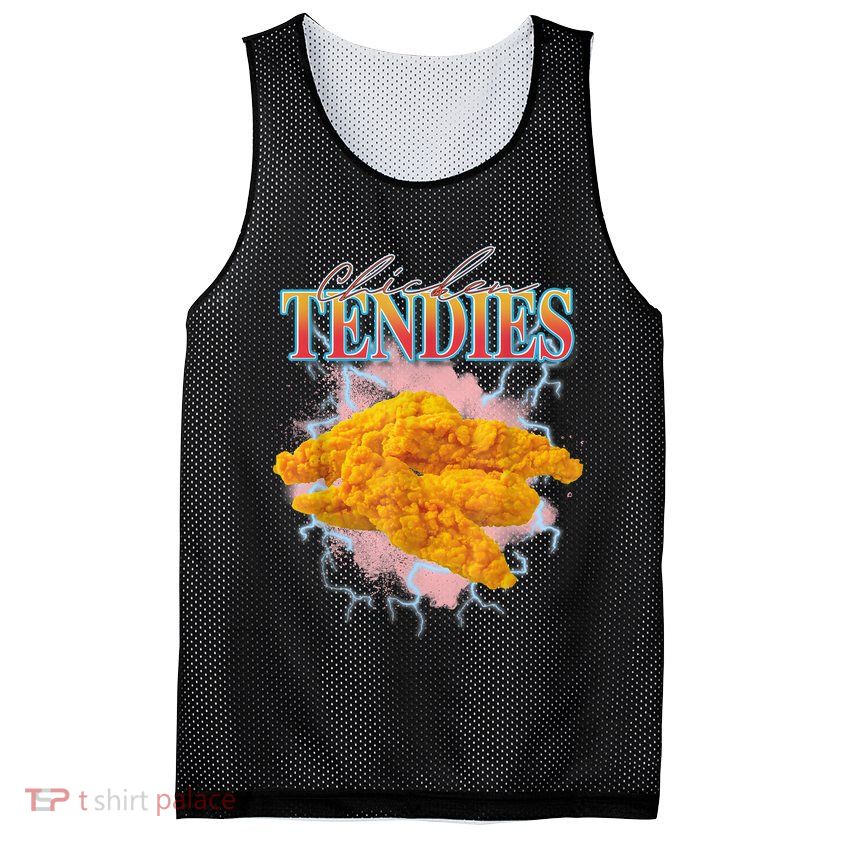 Chicken Tendies 90s Bootleg Style Foodie Funny Meme Mesh Reversible Basketball Jersey Tank