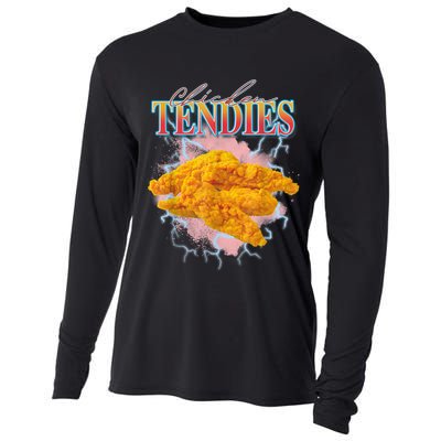 Chicken Tendies 90s Bootleg Style Foodie Funny Meme Cooling Performance Long Sleeve Crew