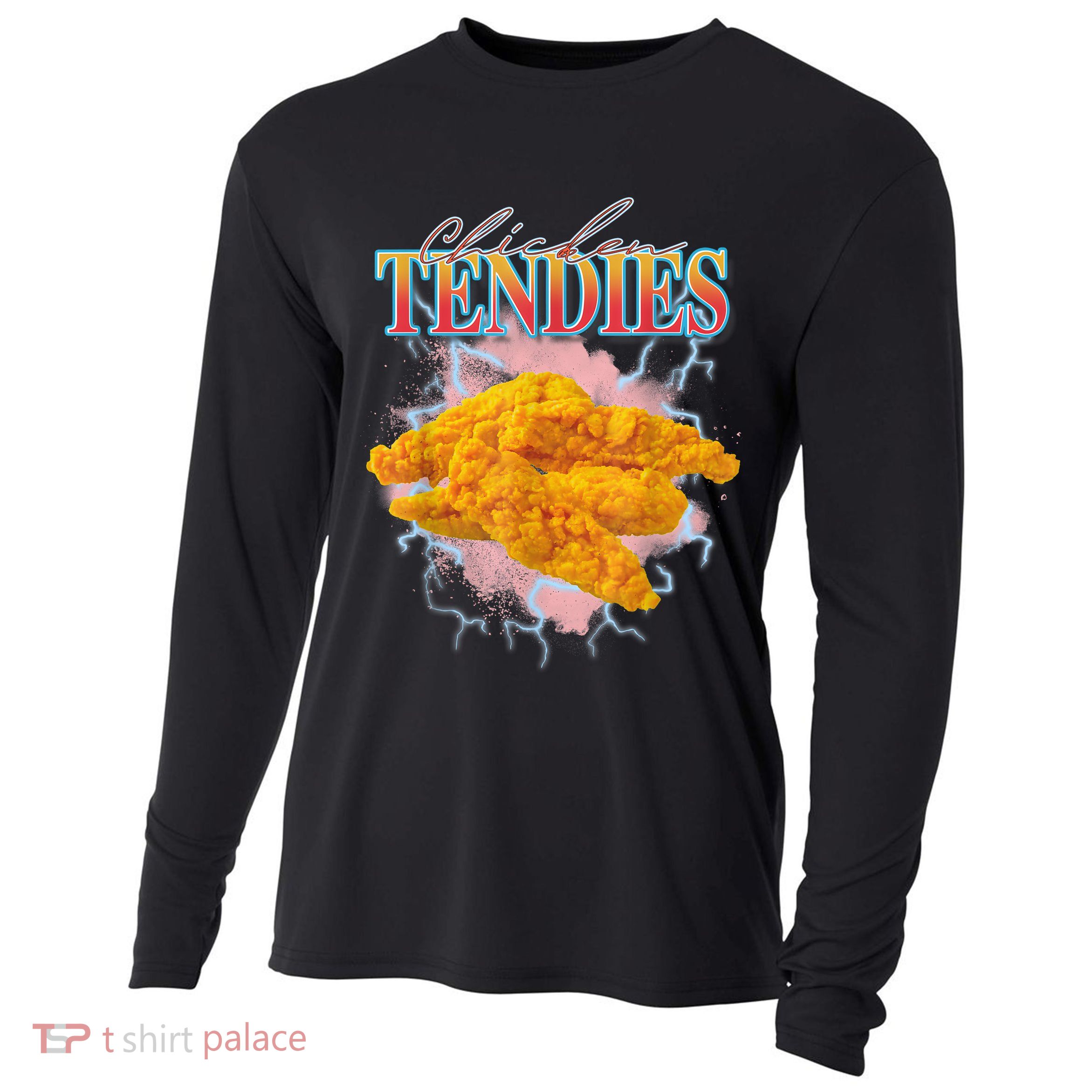 Chicken Tendies 90s Bootleg Style Foodie Funny Meme Cooling Performance Long Sleeve Crew