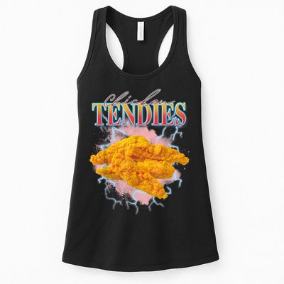 Chicken Tendies 90s Bootleg Style Foodie Funny Meme Womens Tank Top