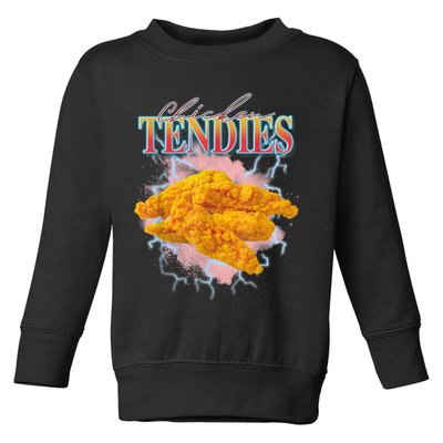 Chicken Tendies 90s Bootleg Style Foodie Funny Meme Toddler Sweatshirt
