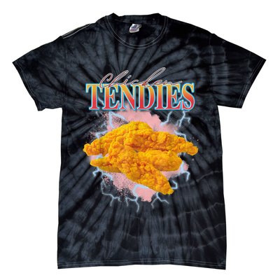 Chicken Tendies 90s Bootleg Style Foodie Funny Meme Tie-Dye T-Shirt