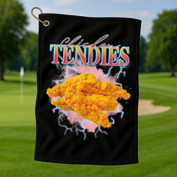Chicken Tendies 90s Bootleg Style Foodie Funny Meme Golf Towel