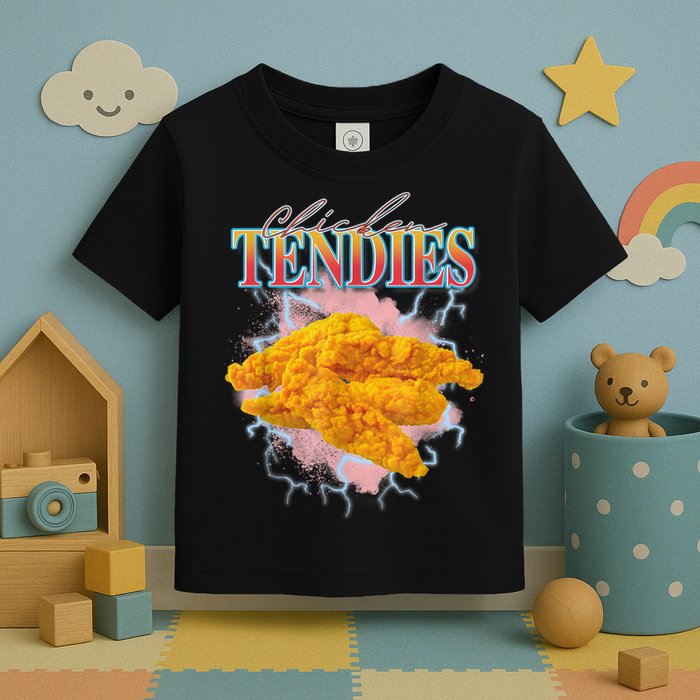 Chicken Tendies 90s Bootleg Style Foodie Funny Meme Toddler T-Shirt