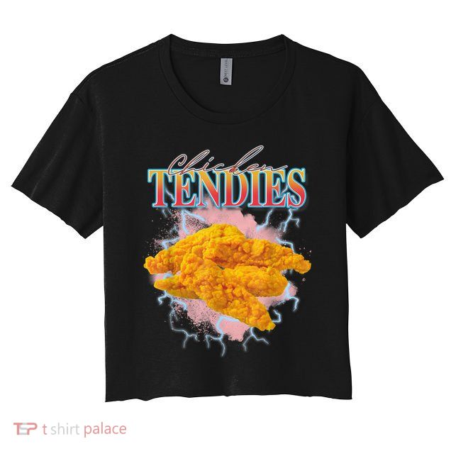 Chicken Tendies 90s Bootleg Style Foodie Funny Meme Crop Top