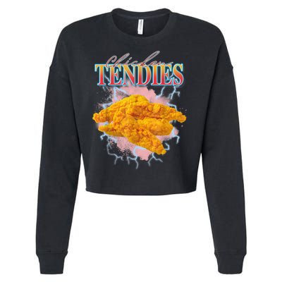 Chicken Tendies 90s Bootleg Style Foodie Funny Meme Cropped Pullover Crew