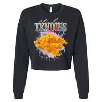 Chicken Tendies 90s Bootleg Style Foodie Funny Meme Cropped Pullover Crew