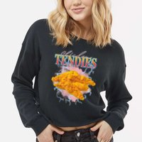 Chicken Tendies 90s Bootleg Style Foodie Funny Meme Cropped Pullover Crew