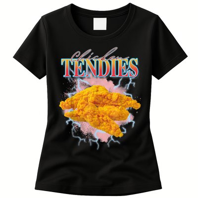 Chicken Tendies 90s Bootleg Style Foodie Funny Meme Womens T-Shirt