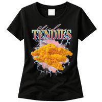 Chicken Tendies 90s Bootleg Style Foodie Funny Meme Womens T-Shirt