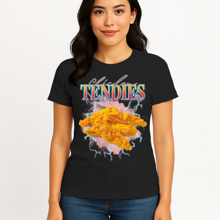 Chicken Tendies 90s Bootleg Style Foodie Funny Meme Womens T-Shirt