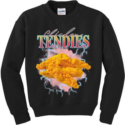 Chicken Tendies 90s Bootleg Style Foodie Funny Meme Kids Sweatshirt