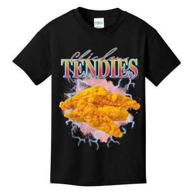 Chicken Tendies 90s Bootleg Style Foodie Funny Meme Kids T-Shirt