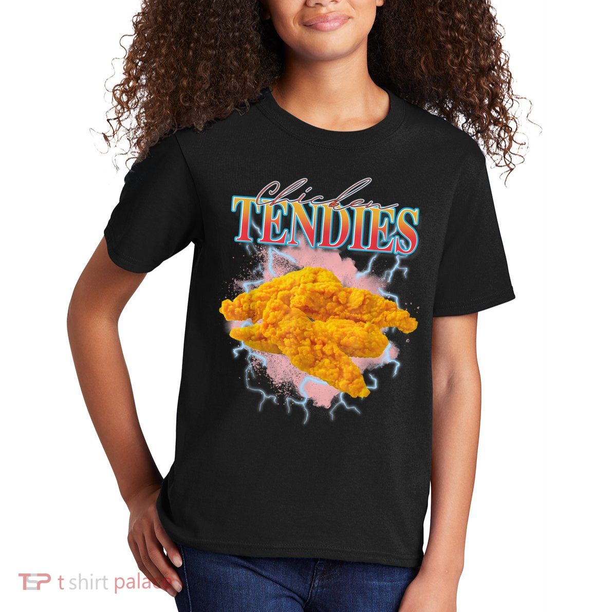 Chicken Tendies 90s Bootleg Style Foodie Funny Meme Kids T-Shirt