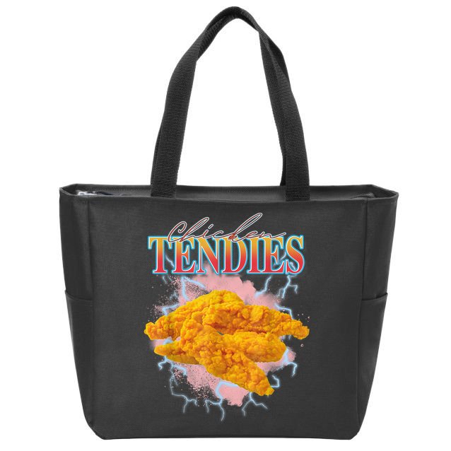 Chicken Tendies 90s Bootleg Style Foodie Funny Meme Zip Tote Bag