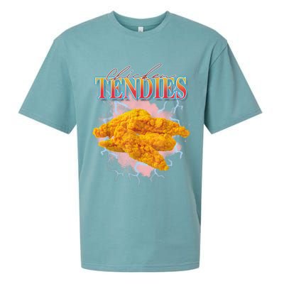 Chicken Tendies 90s Bootleg Style Foodie Funny Meme Sueded Cloud Jersey T-Shirt