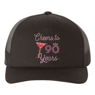 Cheers To 90 Years 90th Birthday 90 Years Old Bday Yupoong Adult 5-Panel Trucker Hat