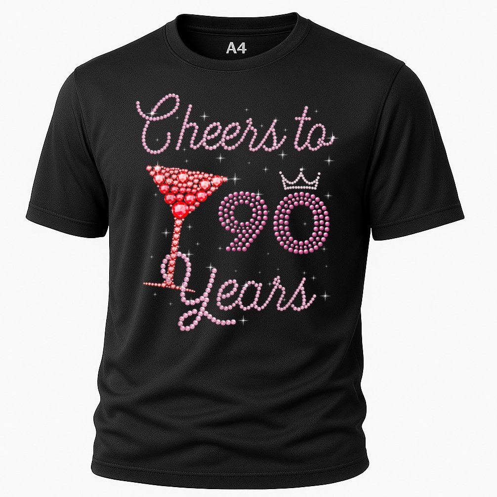 Cheers To 90 Years 90th Birthday 90 Years Old Bday Cooling Performance Crew T-Shirt
