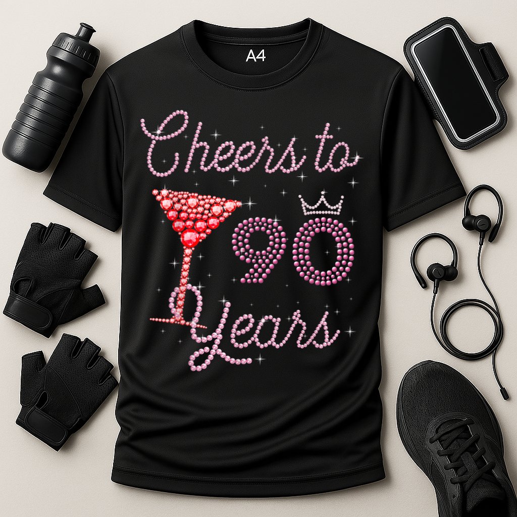 Cheers To 90 Years 90th Birthday 90 Years Old Bday Cooling Performance Crew T-Shirt