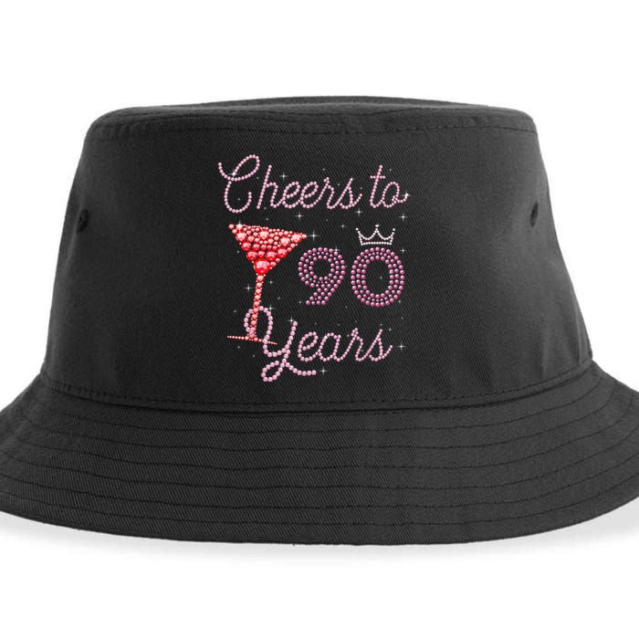 Cheers To 90 Years 90th Birthday 90 Years Old Bday Sustainable Bucket Hat