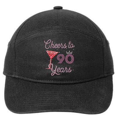 Cheers To 90 Years 90th Birthday 90 Years Old Bday 7-Panel Snapback Hat